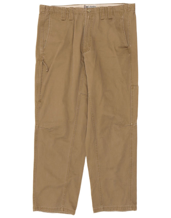 Columbia Mens Loose Fit Cargo Trousers W38 L32 Beige Cotton