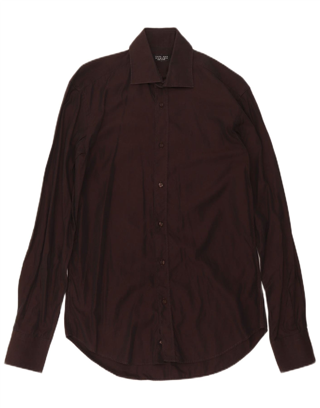 Zara Mens Shirt EU 38 Medium Brown Cotton