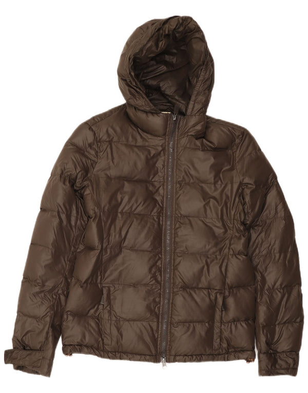 Dack's Womens Hooded Padded Jacket UK 10 Small Brown Nylon