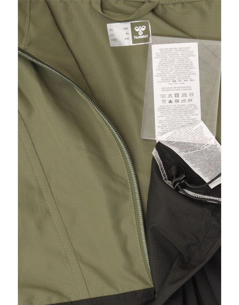 HUMMEL Mens Graphic Hooded Anorak Jacket UK 44 2XL Green Colourblock Vintage Hummel and Second-Hand Hummel from Messina Hembry 