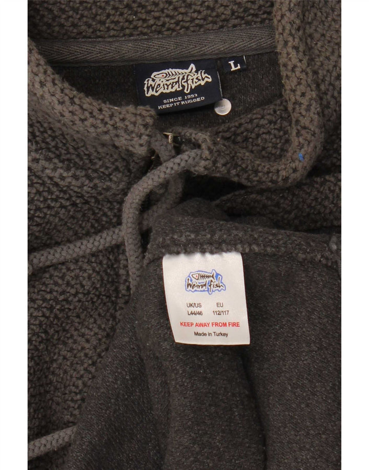 Weird Fish Mens Zip Neck Jumper Sweater Large Grey Cotton