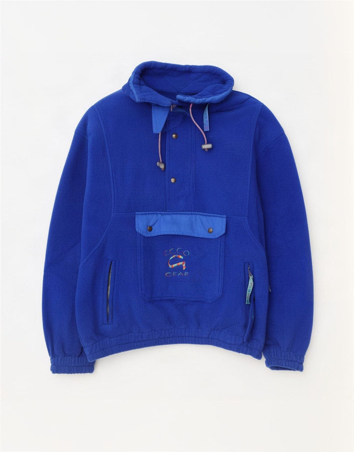 Vintage Mens Graphic Anorak Fleece Jumper XL Blue