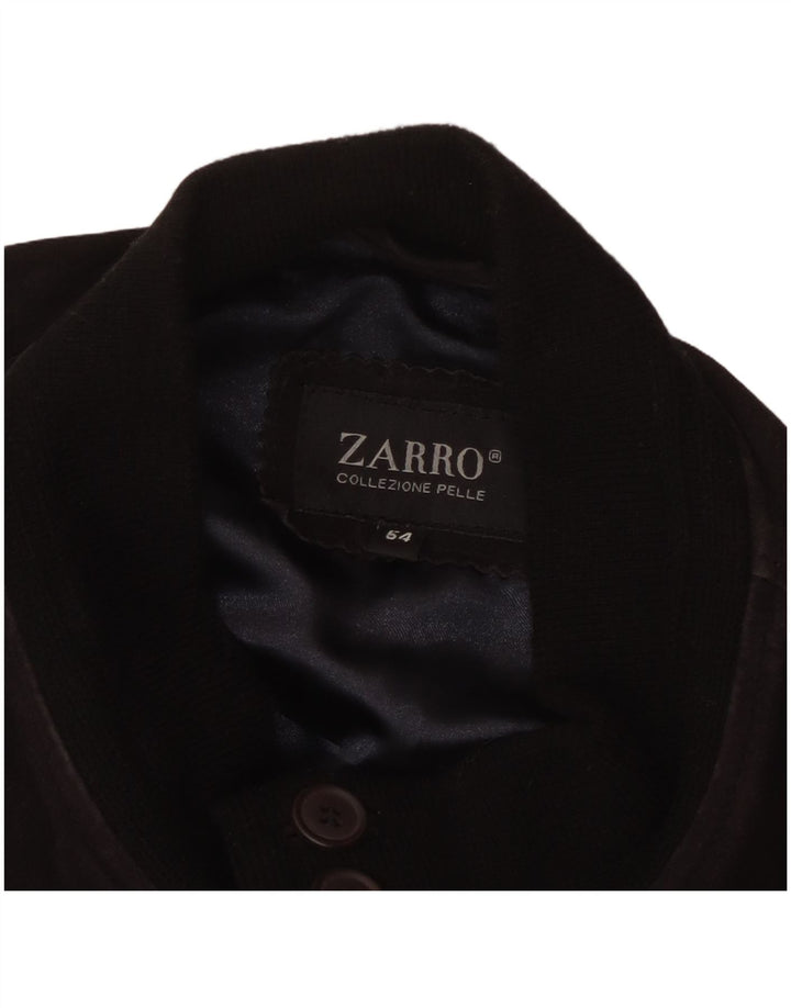 ZARRO Mens Suede Bomber Jacket IT 54 2XL Black Leather