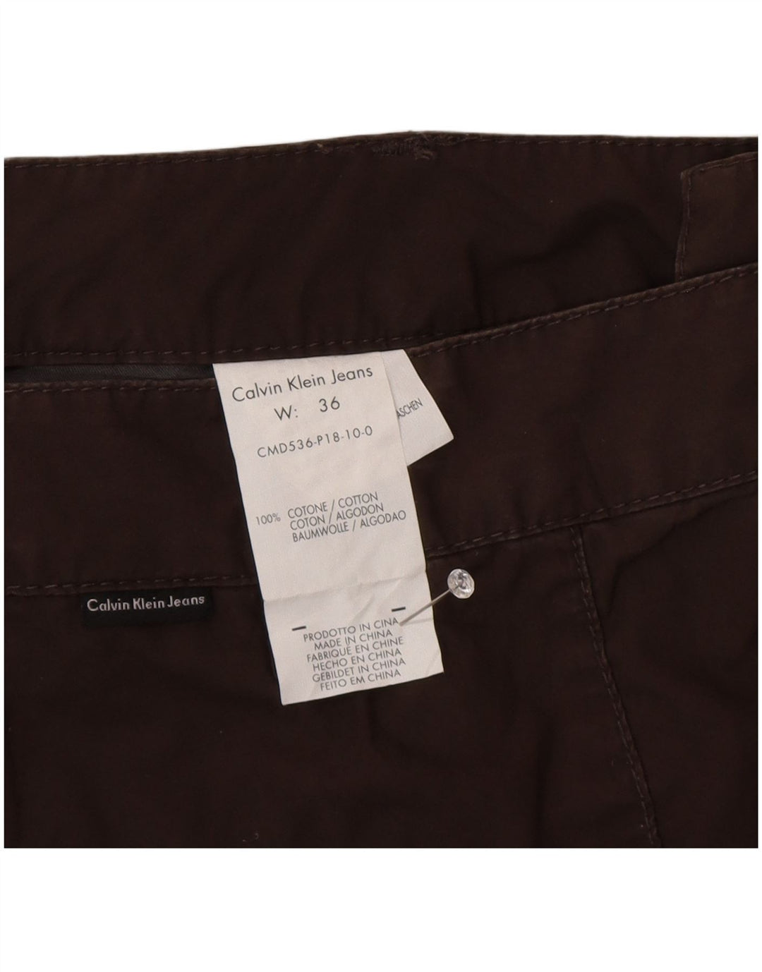 Calvin Klein Mens Chino Shorts W36 Large Brown Cotton