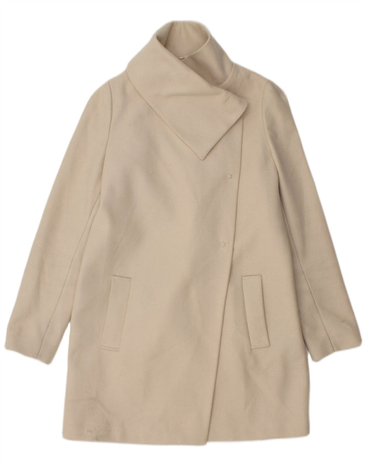Benetton Womens Overcoat IT 42 Medium White Wool