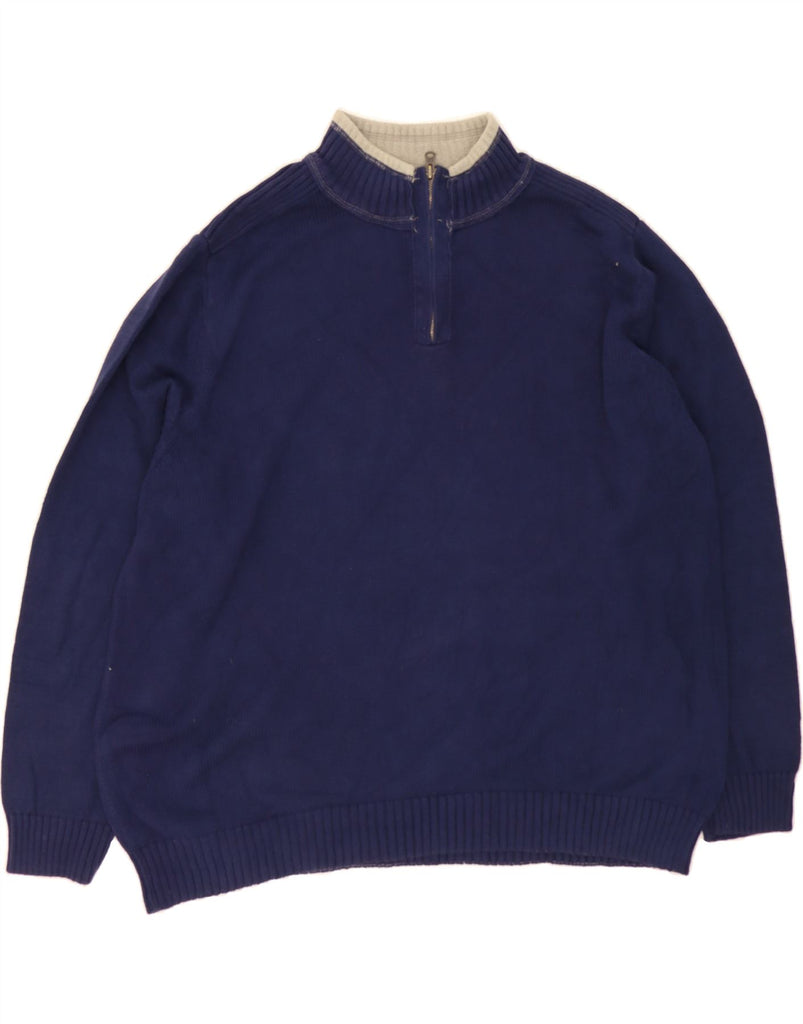 DOCKERS Mens Zip Neck Jumper Sweater 2XL Blue Vintage Dockers and Second-Hand Dockers from Messina Hembry 