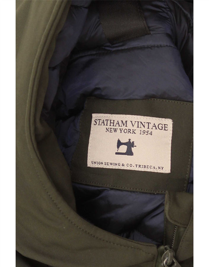 Vintage Mens Hooded Padded Jacket UK 42 XL Green Polyester