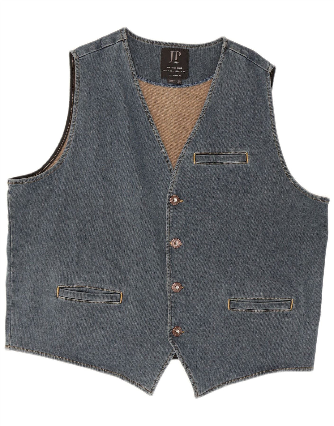 JP 1880 Mens Denim Waistcoat 4XL Blue Cotton