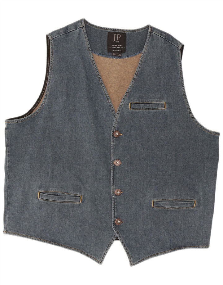 JP 1880 Mens Denim Waistcoat 4XL Blue Cotton