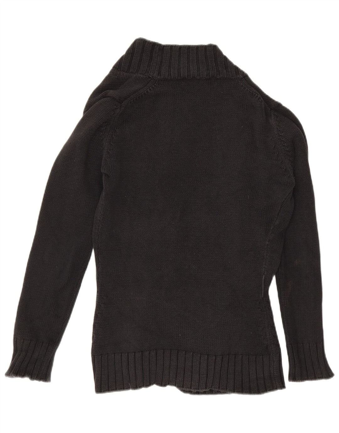 Zara Womens Open Cardigan Sweater UK 14 Large Black Cotton