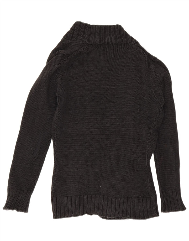 Zara Womens Open Cardigan Sweater UK 14 Large Black Cotton