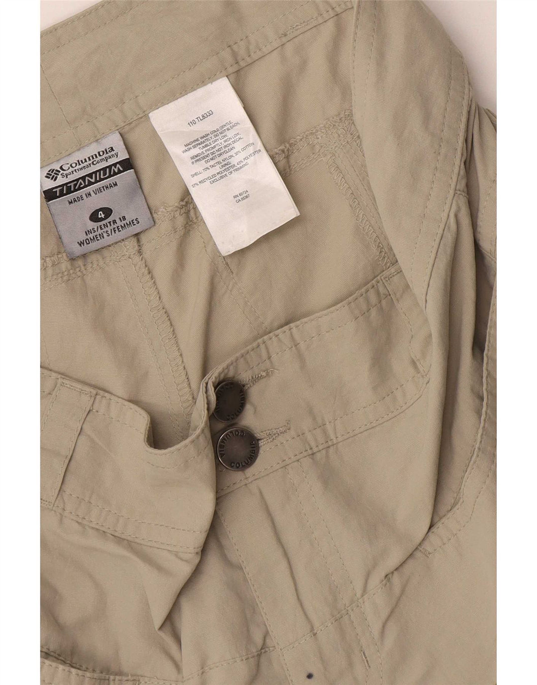 Columbia Womens Titanium Cargo Shorts US 4 Small W32 Beige Nylon