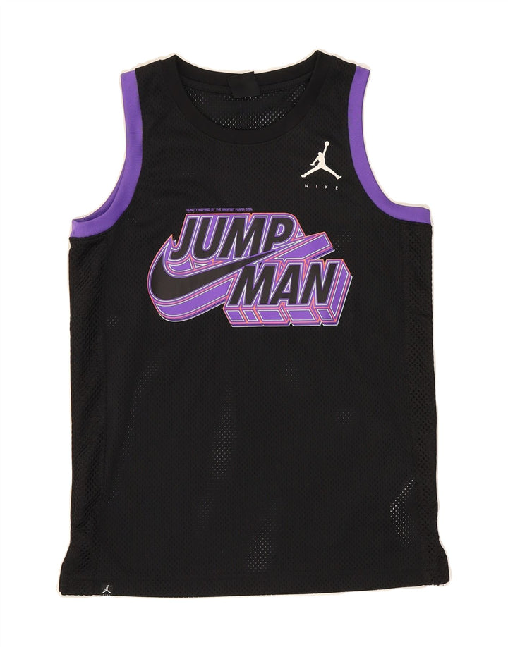JORDAN Boys Graphic Vest Top 12-13 Years Large Black Polyester Vintage Jordan and Second-Hand Jordan from Messina Hembry 