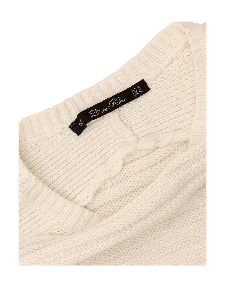 ZARA Womens Boat Neck Jumper Sweater UK 12 Medium White Cotton Vintage Zara and Second-Hand Zara from Messina Hembry 