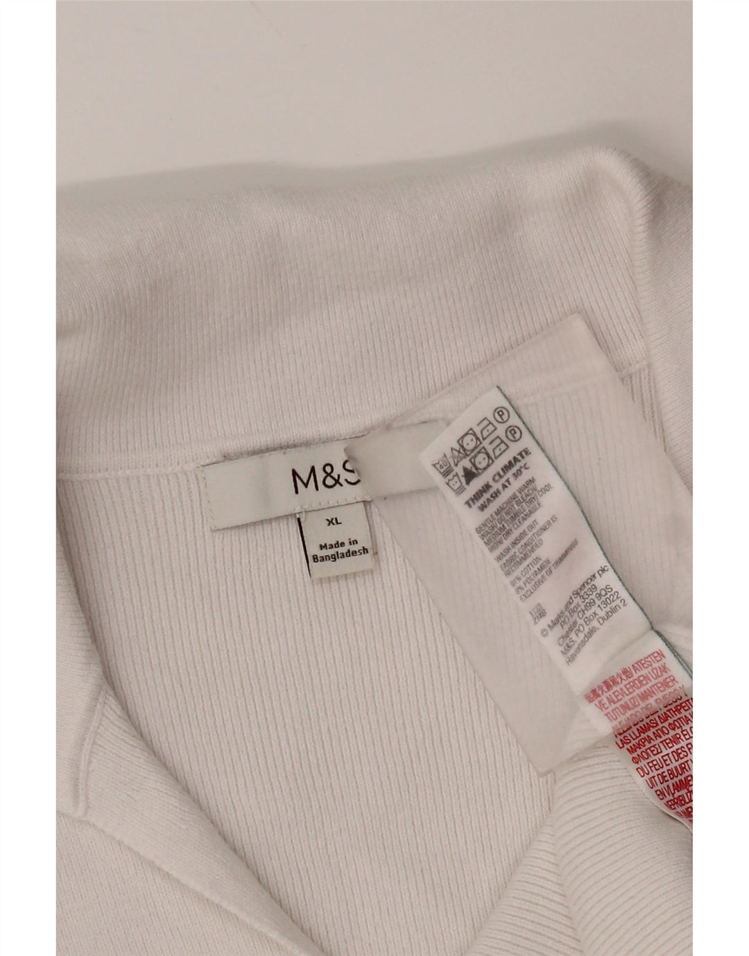 Marks & Spencer Womens Polo Shirt UK 18 XL White Cotton
