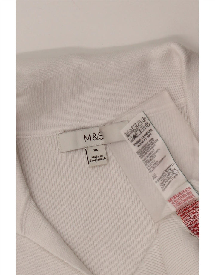 Marks & Spencer Womens Polo Shirt UK 18 XL White Cotton