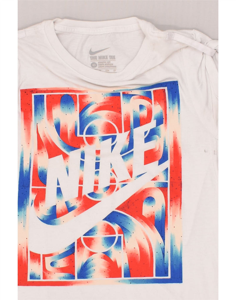 NIKE Womens Graphic T-Shirt Top UK 4 XS White | Vintage Nike | Thrift | Second-Hand Nike | Used Clothing | Messina Hembry 