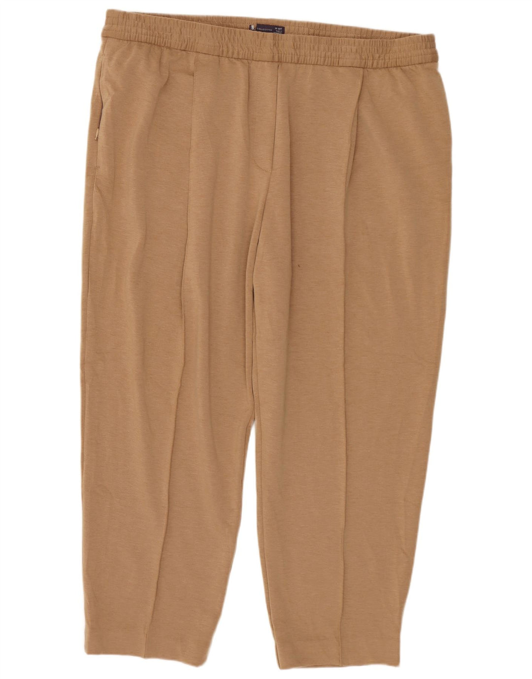 Marks & Spencer Womens Cropped Trousers UK 20 2XL W40 L25 Beige Polyester