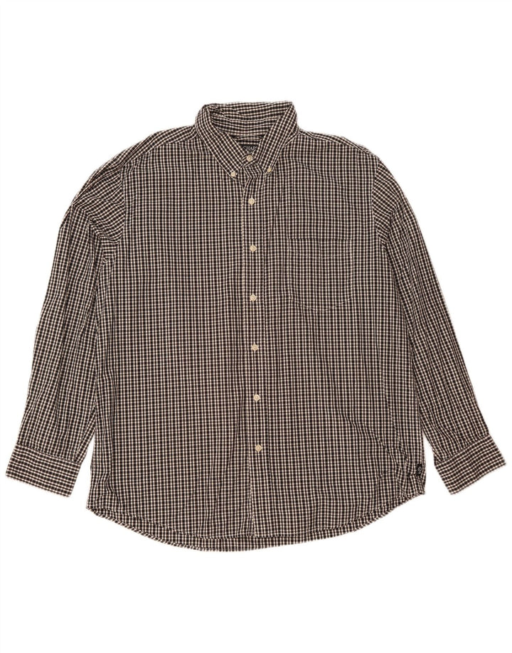 Chaps Mens Shirt XL Black Gingham Cotton