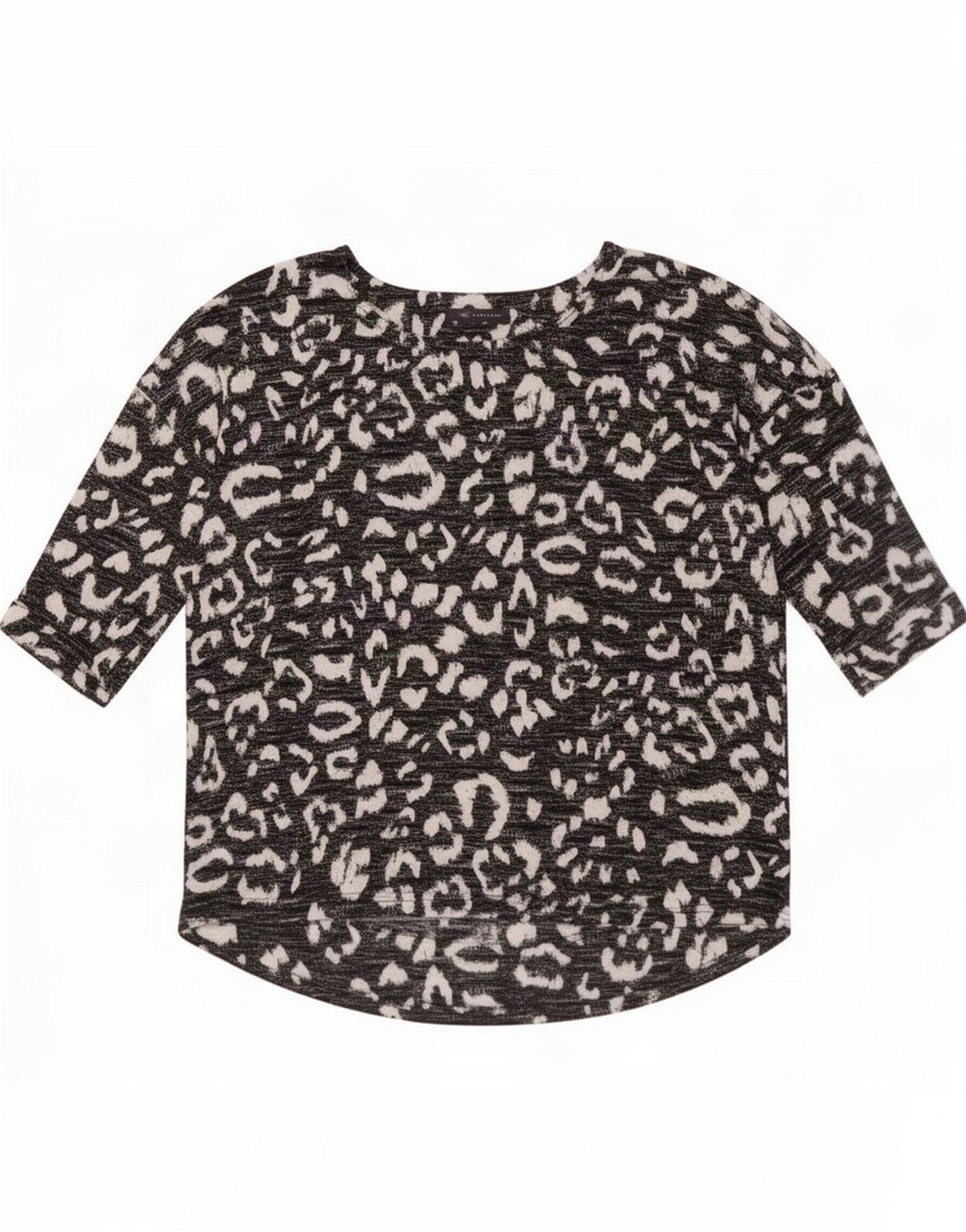 Marks & Spencer Womens Top 3/4 Sleeve UK 16 Large Black Animal Print