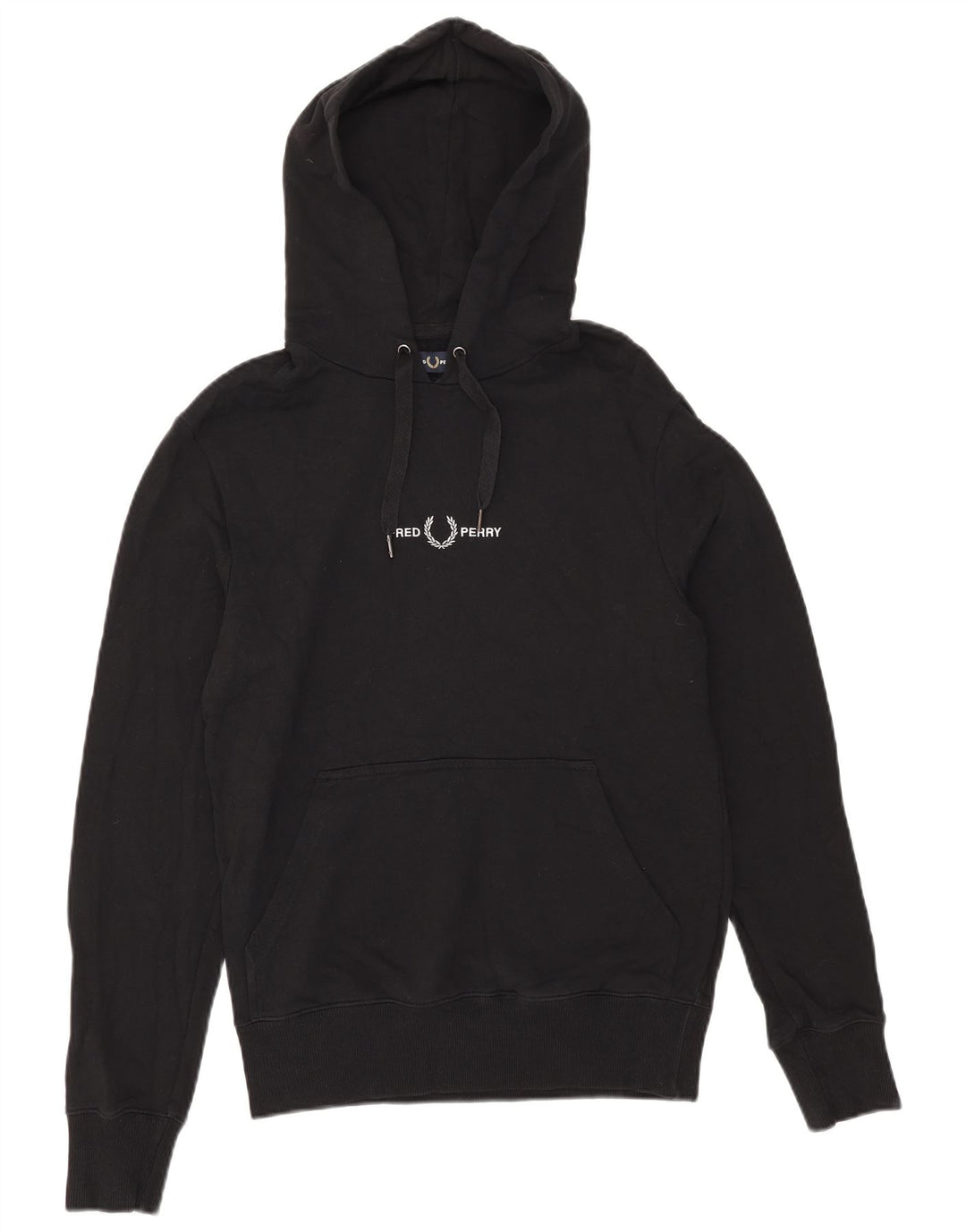 Fred Perry Mens Graphic Hoodie Jumper Small Black Cotton