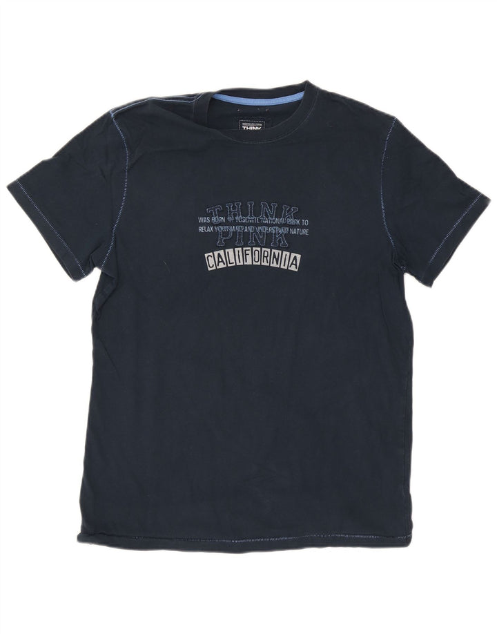 Think Pink Mens Graphic T-Shirt Top XL Navy Blue Cotton