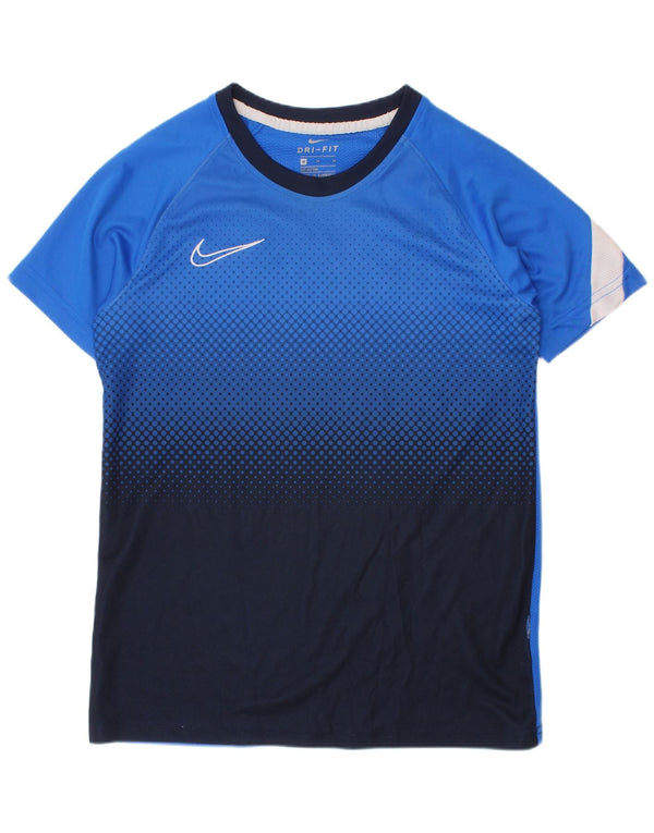 NIKE Boys Dri Fit Graphic T-Shirt Top 10-11 Years Medium Blue Colourblock