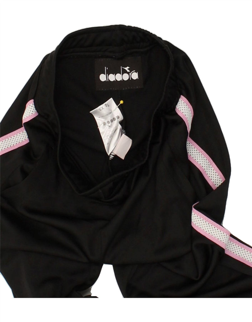 DIADORA Girls Tracksuit Trousers Joggers 5-6 Years XS  Black Polyester | Vintage Diadora | Thrift | Second-Hand Diadora | Used Clothing | Messina Hembry 