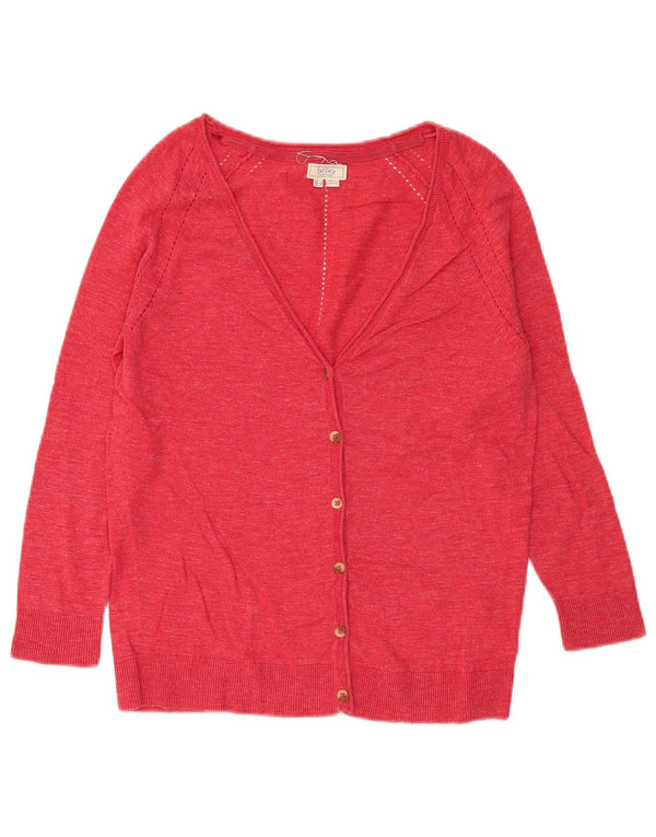 Fat Face Womens Cardigan Sweater UK 10 Small Red Flecked Cotton