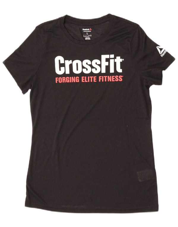 Reebok Womens Cross Fit Graphic T-Shirt Top UK 16/18 Large Black Polyester