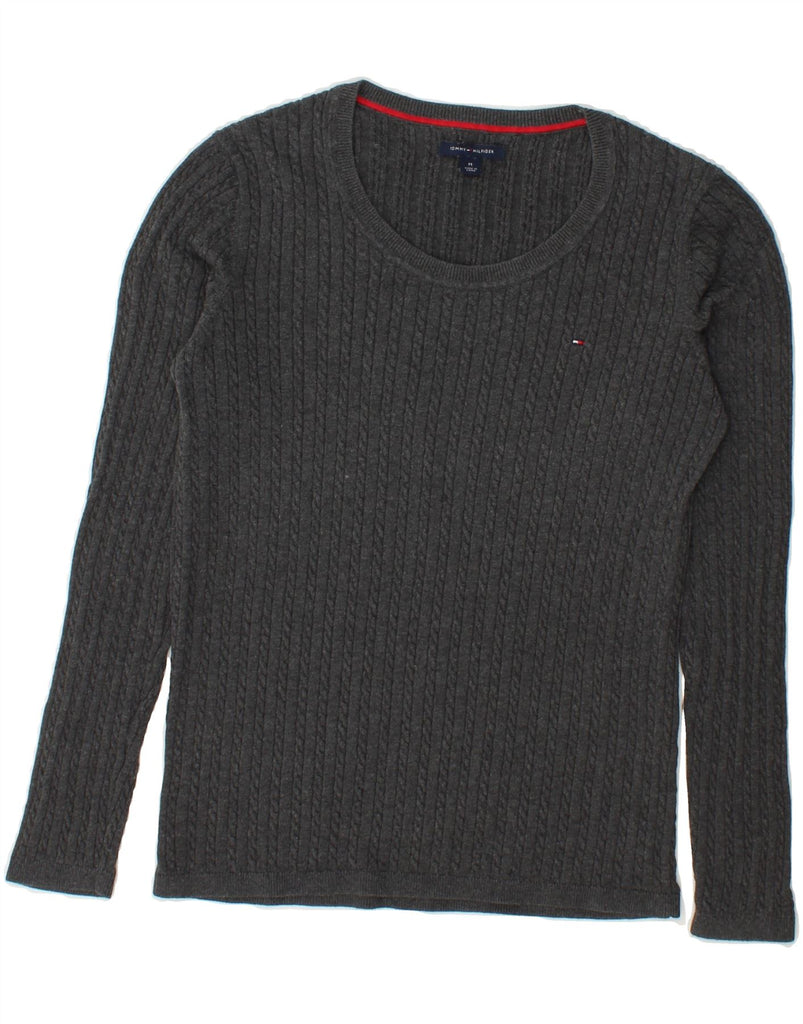 TOMMY HILFIGER Womens Crew Neck Jumper Sweater UK 12 Medium Grey Vintage Tommy Hilfiger and Second-Hand Tommy Hilfiger from Messina Hembry 