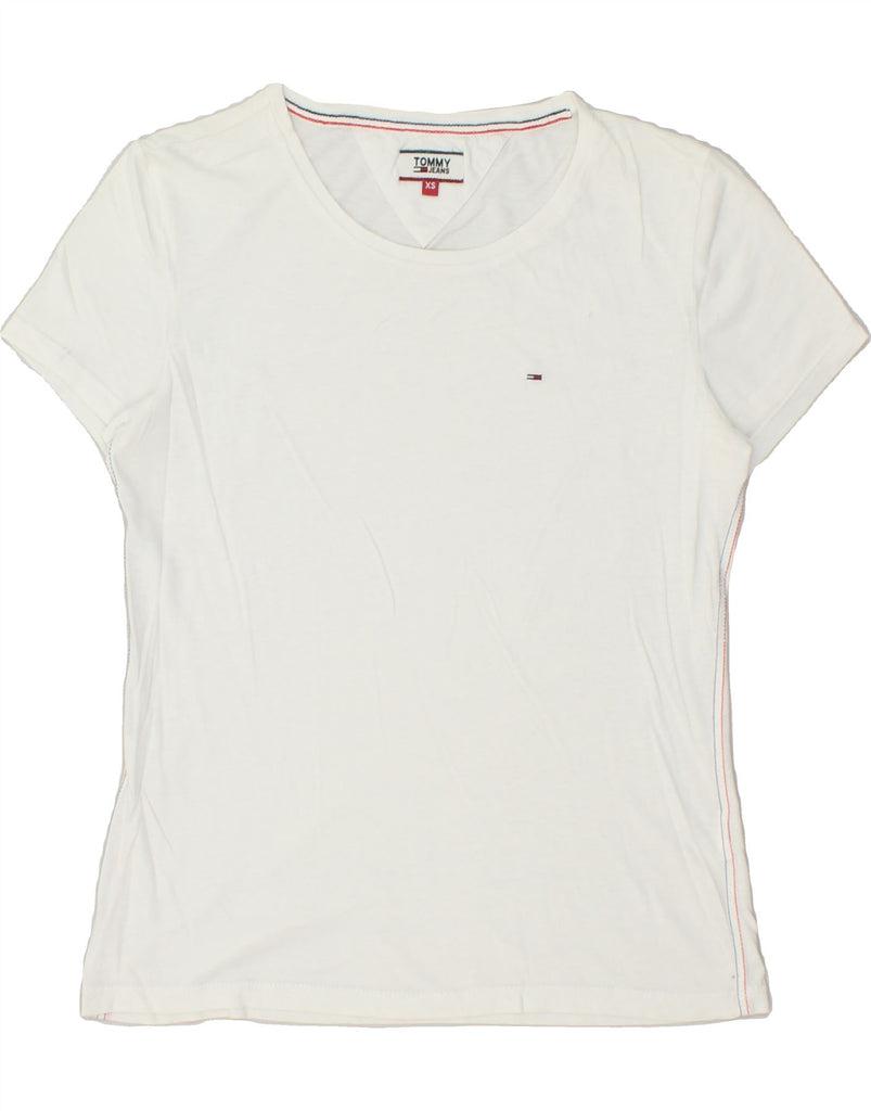 TOMMY HILFIGER Womens Loose Fit T-Shirt Top UK 6 XS White Cotton | Vintage Tommy Hilfiger | Thrift | Second-Hand Tommy Hilfiger | Used Clothing | Messina Hembry 