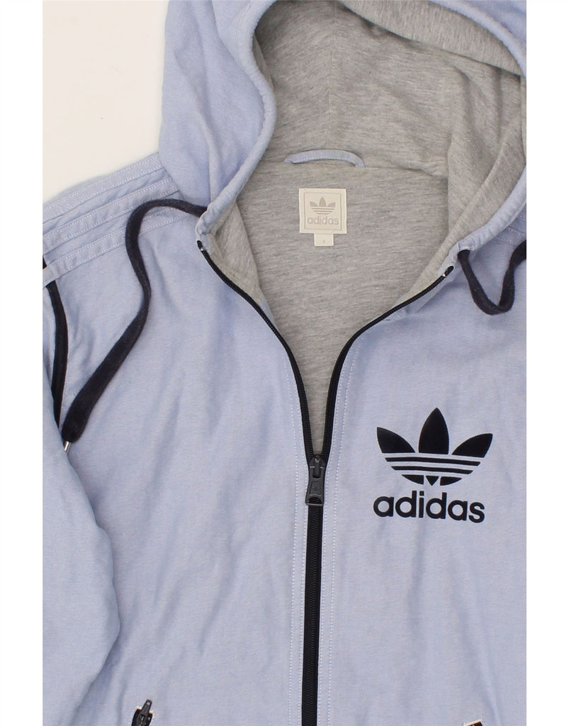 ADIDAS Womens Zip Hoodie Sweater UK 10 Small Blue Cotton | Vintage Adidas | Thrift | Second-Hand Adidas | Used Clothing | Messina Hembry 