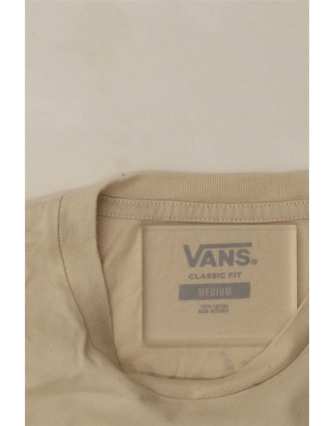Vans Mens Classic Fit Graphic T-Shirt Top Medium Beige Cotton