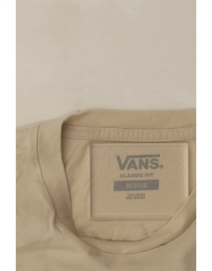 Vans Mens Classic Fit Graphic T-Shirt Top Medium Beige Cotton
