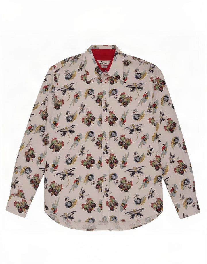 Claudio Lugli Mens Abstract Pattern Shirt Size 39/40 Medium White Cotton