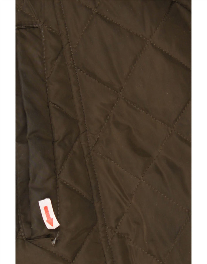 Dkny Womens Hooded Quilted Overcoat UK 16 Large Khaki Polyester