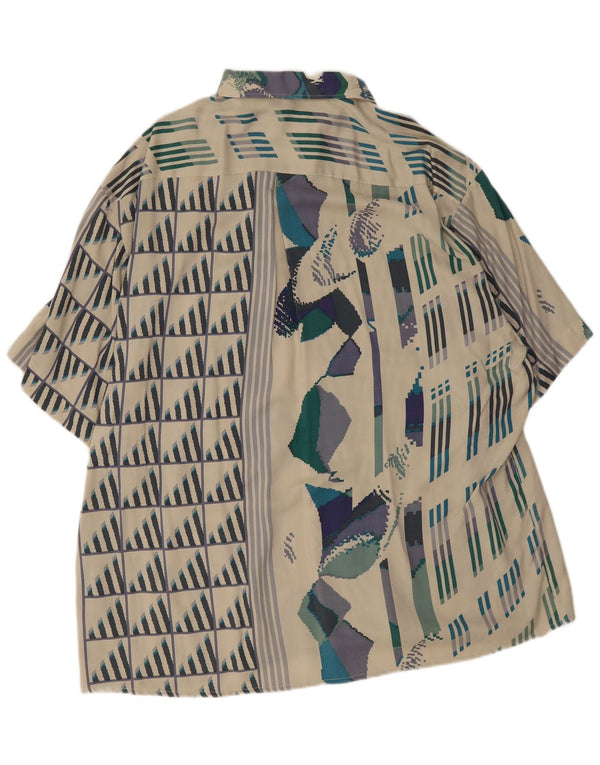 Leonardo Mens Short Sleeve Shirt Size 45/46 2XL White Geometric