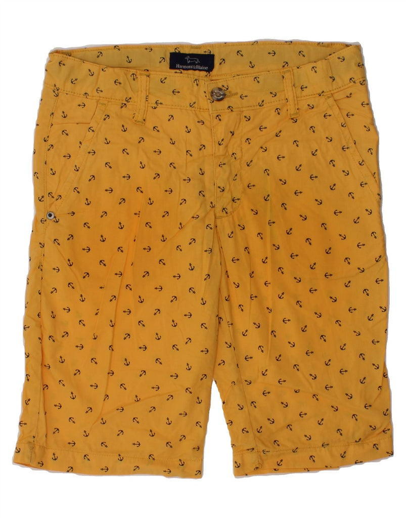 HARMONT & BLAINE Boys Abstract Pattern Chino Shorts 9-10 Years W26 Yellow | Vintage Harmont & Blaine | Thrift | Second-Hand Harmont & Blaine | Used Clothing | Messina Hembry 