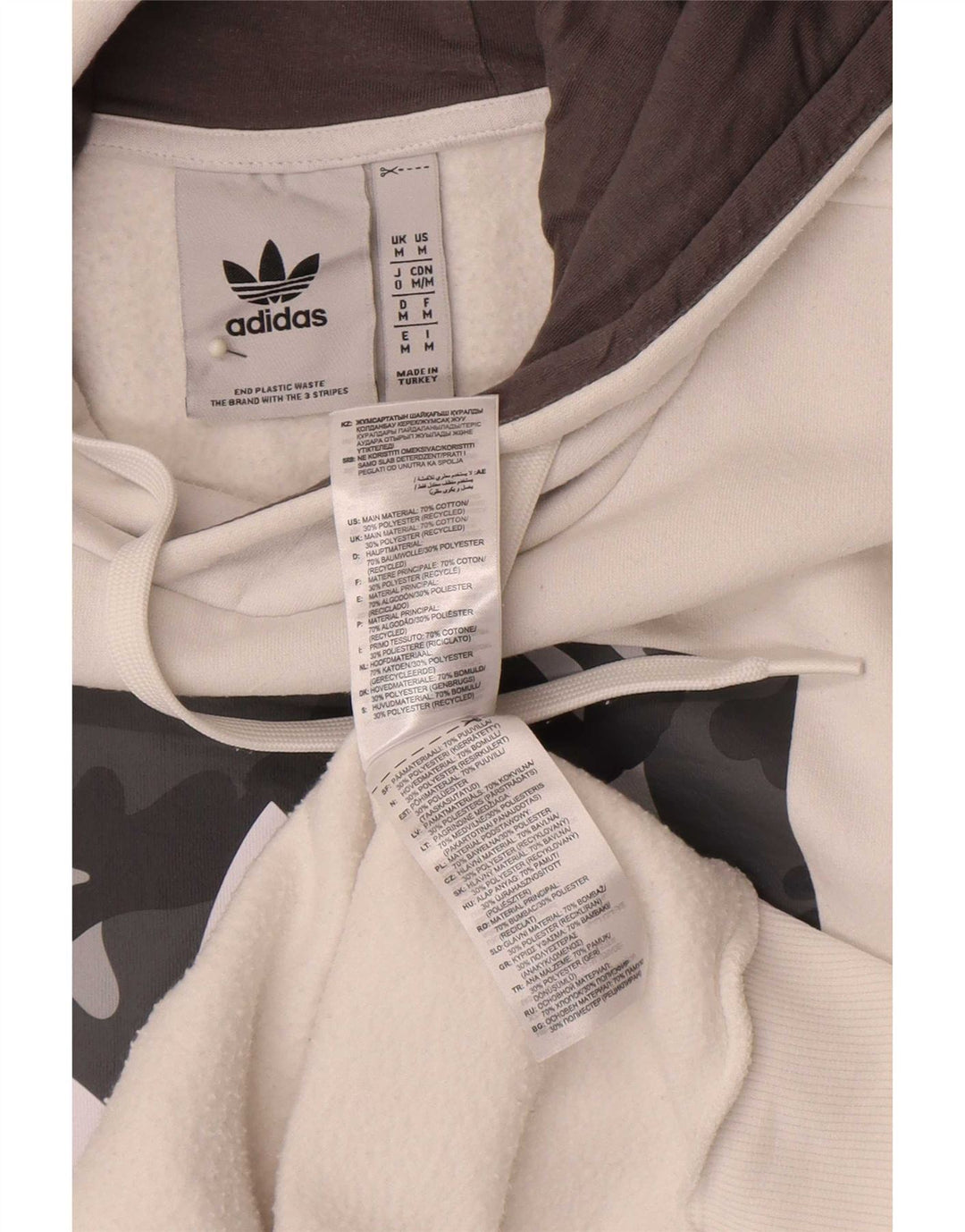 Adidas Mens Graphic Regular Fit Hoodie Jumper Medium White Cotton