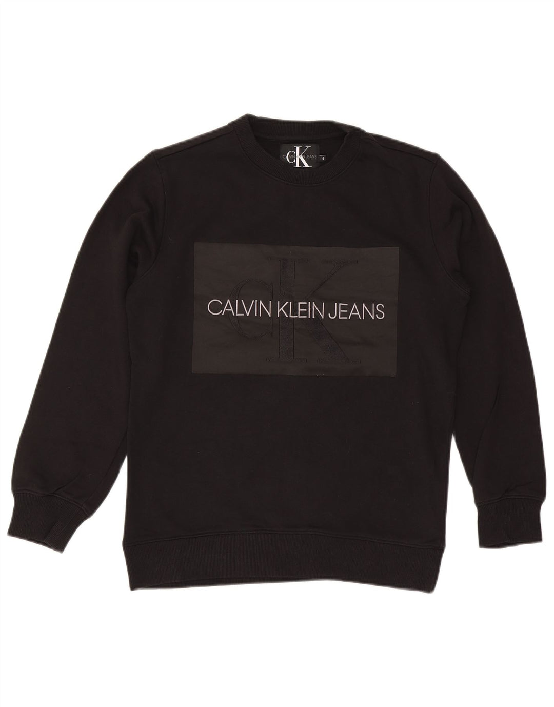 Calvin Klein Jeans Mens Graphic Sweatshirt Jumper Small Black Cotton