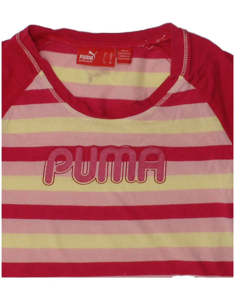 PUMA Girls Graphic T-Shirt Top 5-6 Years Red Striped | Vintage Puma | Thrift | Second-Hand Puma | Used Clothing | Messina Hembry 