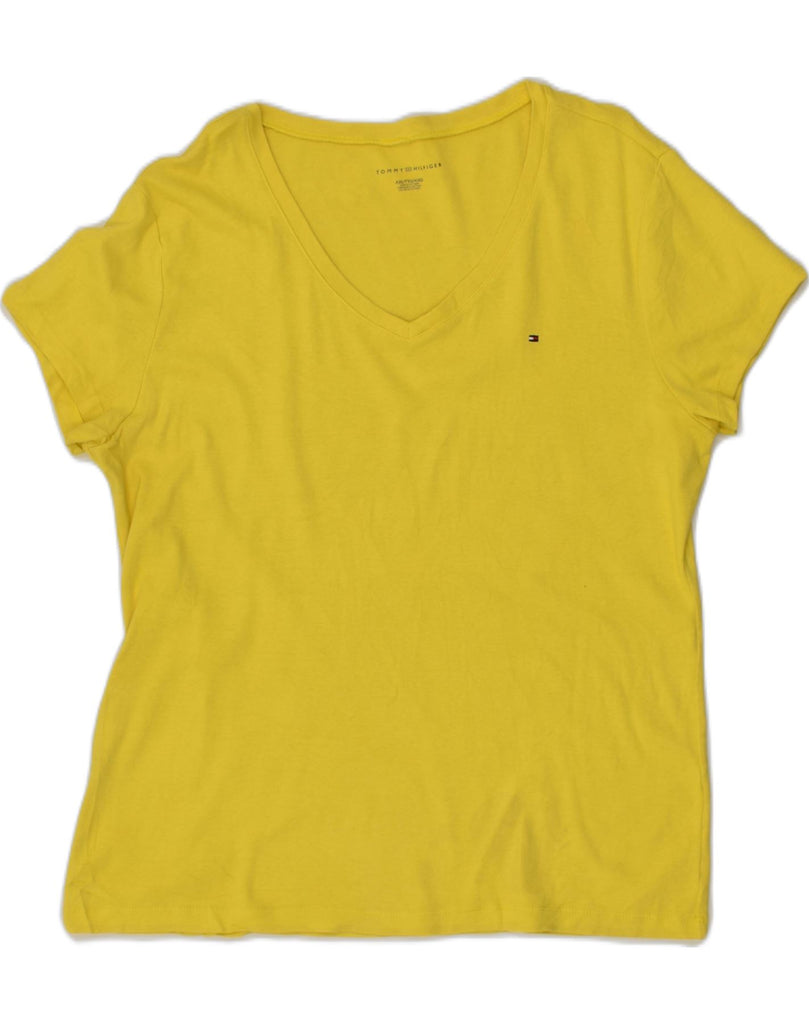 TOMMY HILFIGER Womens T-Shirt Top UK 20 2XL Yellow | Vintage Tommy Hilfiger | Thrift | Second-Hand Tommy Hilfiger | Used Clothing | Messina Hembry 