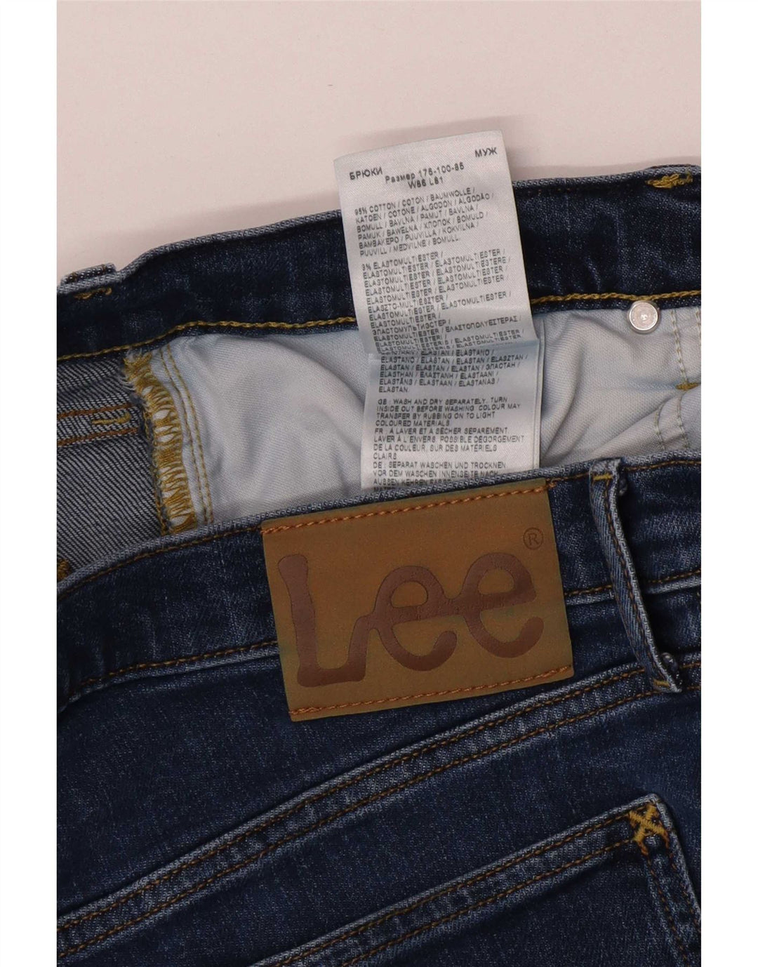 Lee Mens Daren Zip Fly Straight Jeans W34 L32 Blue Cotton