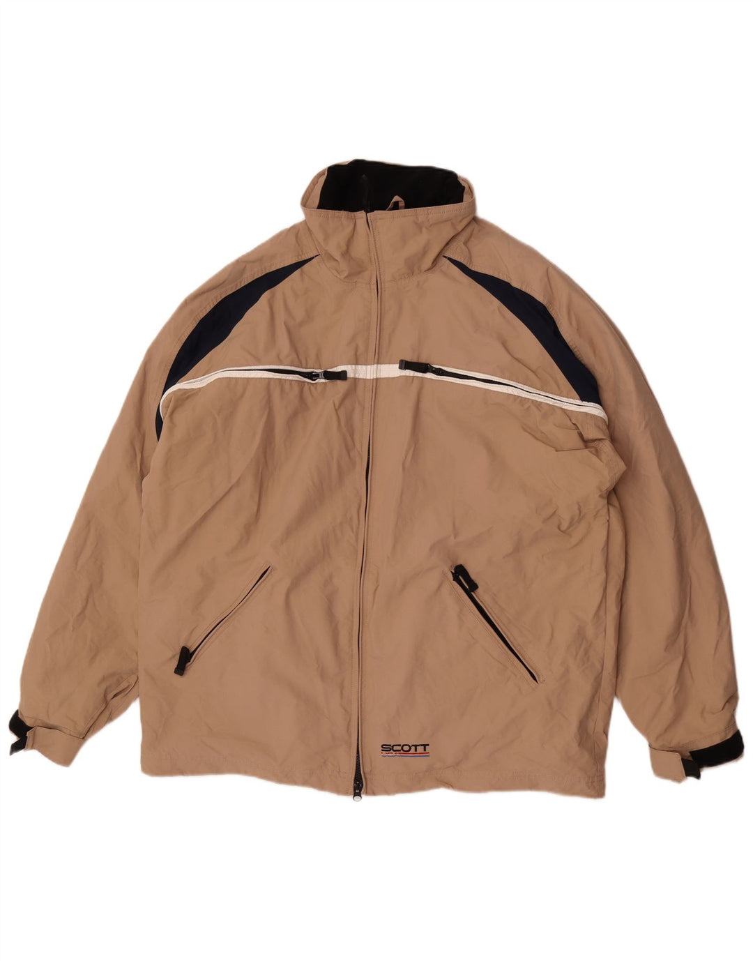 Scott Mens Loose Fit Rain Jacket UK 40 Large Beige Colourblock Nylon