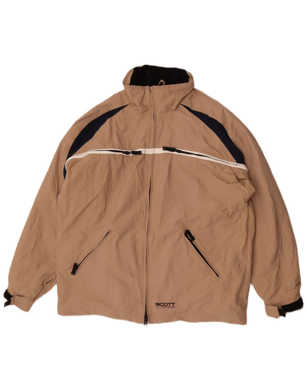 Scott Mens Loose Fit Rain Jacket UK 40 Large Beige Colourblock Nylon