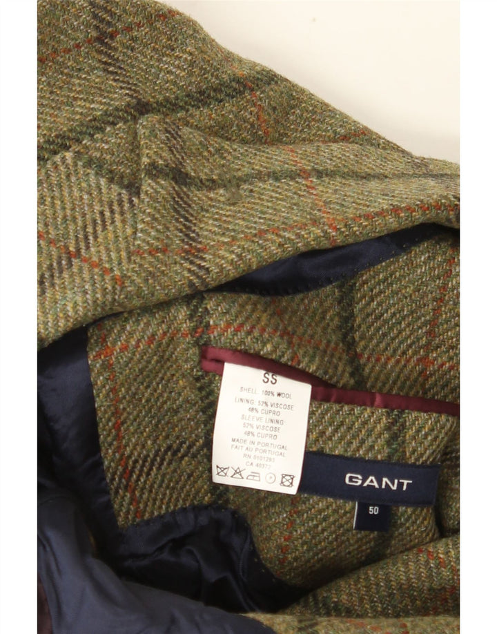 Gant Mens 3 Button Blazer Jacket IT 50 Large Khaki Check Wool