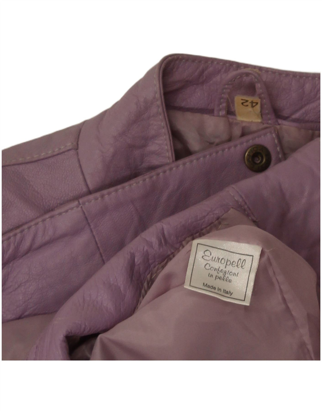 Vintage Womens Bomber Leather Jacket IT 42 Medium Purple Leather