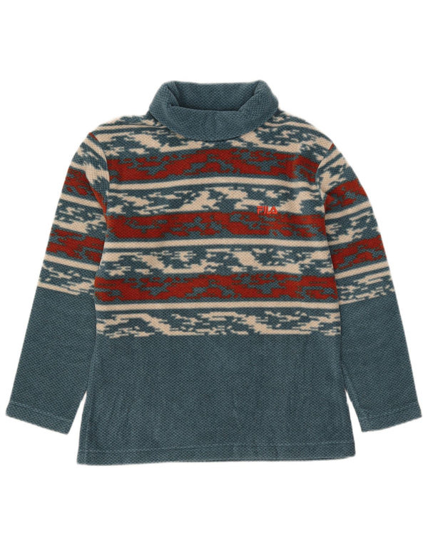 Fila Womens Roll Neck Jumper Sweater IT 44 Medium Blue Striped