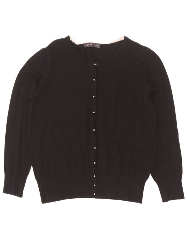 Marks & Spencer Womens Cardigan Sweater UK 16 Large Black Viscose